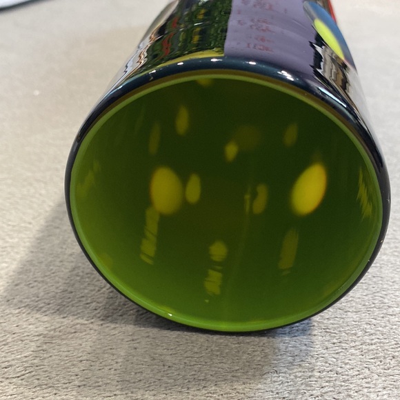 Black Crystal Vase Cut to Green Mid Century Modern MCM; Hand Blown 13.5 x 3 1/8" - Picture 9 of 11